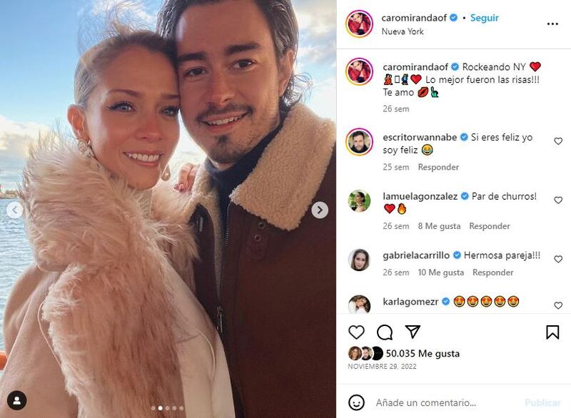 Carolina Miranda junto a su novio, Manuel Masalva