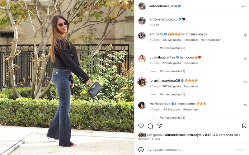 Antonela Roccuzzo con look en jeans