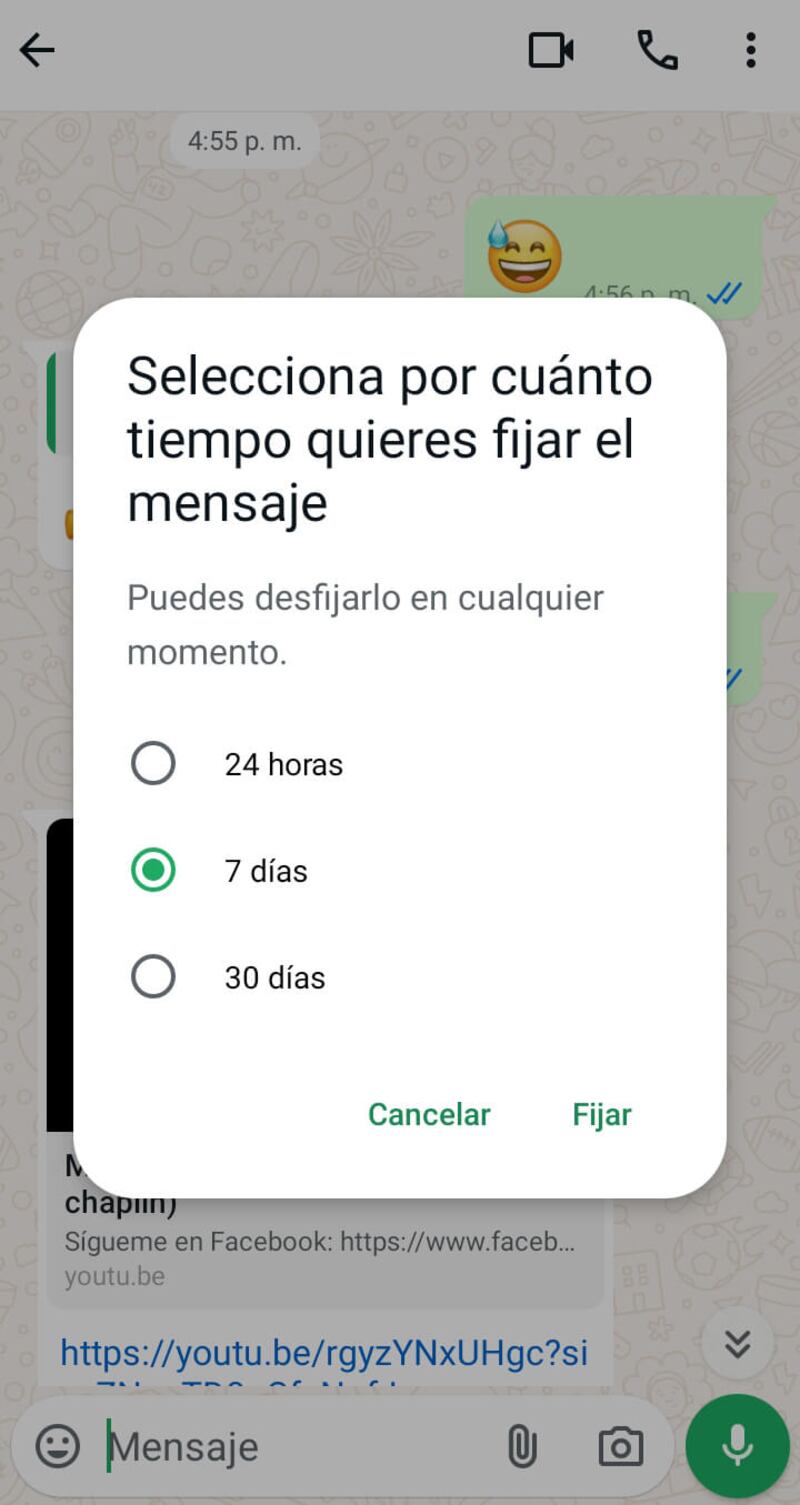 El proceso para fijar un mensaje en WhatsApp es muy sencillo