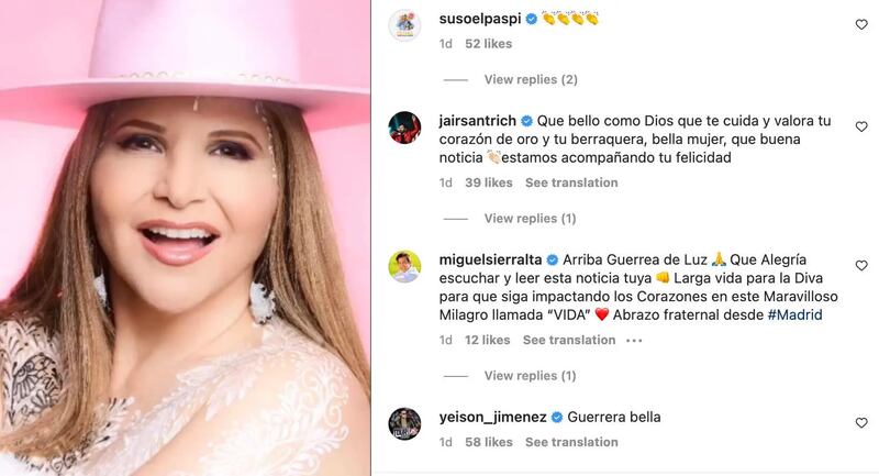 Comentarios a Diva Jessurum en Instagram