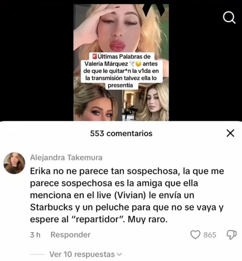 Usuarios señalan a Vivian de la Torre como sospechosa de la muerte de Valeria Márquez