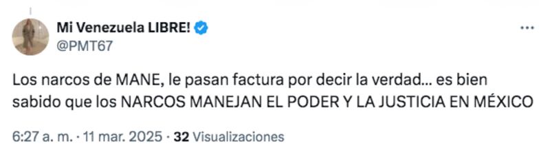 Comentario de internauta sobre la detención de Aleska Génesis