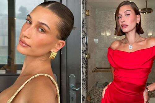 Hailey Bieber enseña cómo ir ‘braless’ con elegancia en la campaña navideña de Calvin Klein