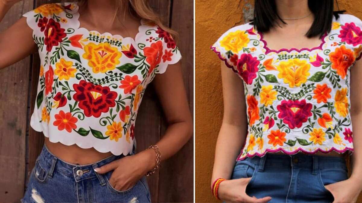 Una blusa de la empresa Shein (izquierda) y un huipil de una marca artesanal (derecha) |