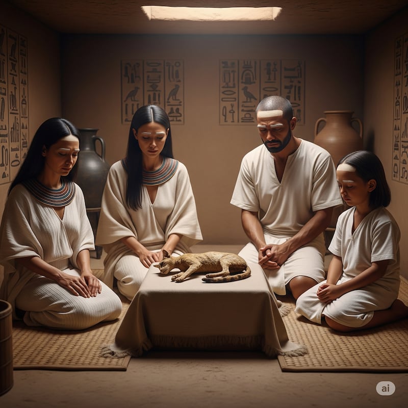 Foto referencial de familia egipcia