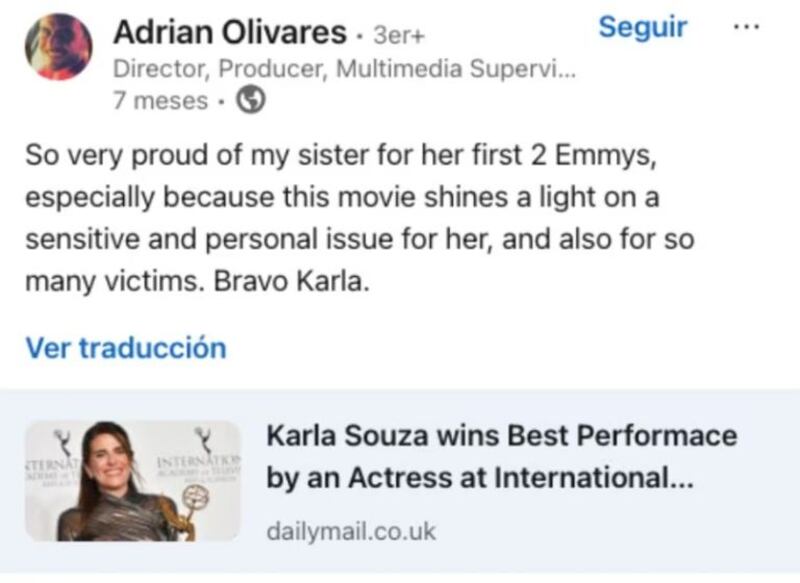 Último mensaje de Adrián Olivares a su hermana Karla Olivares