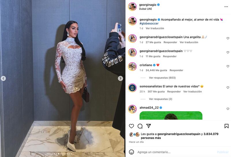 Georgina Rodríguez posa con look de aires nupciales