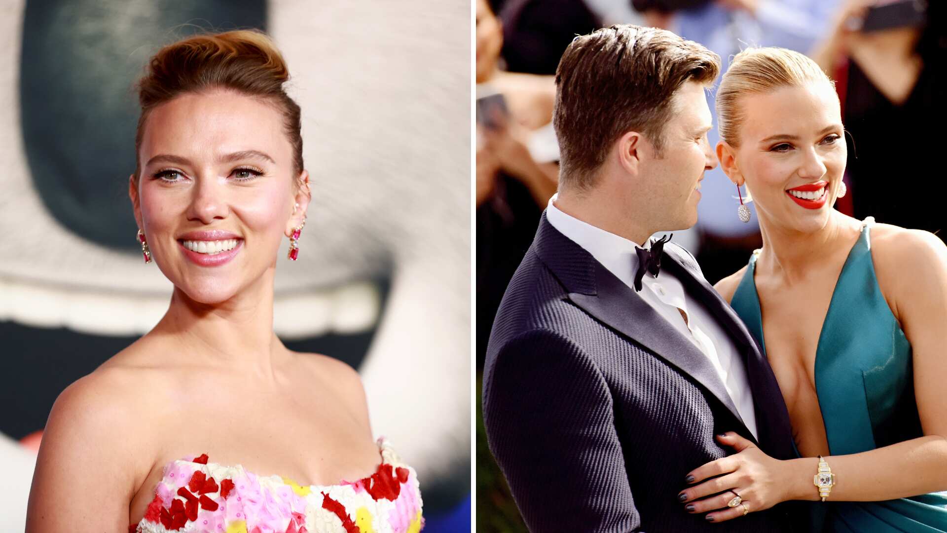 Scarlett Johansonn y su esposo Colin Jost, con quien ahora es feliz.