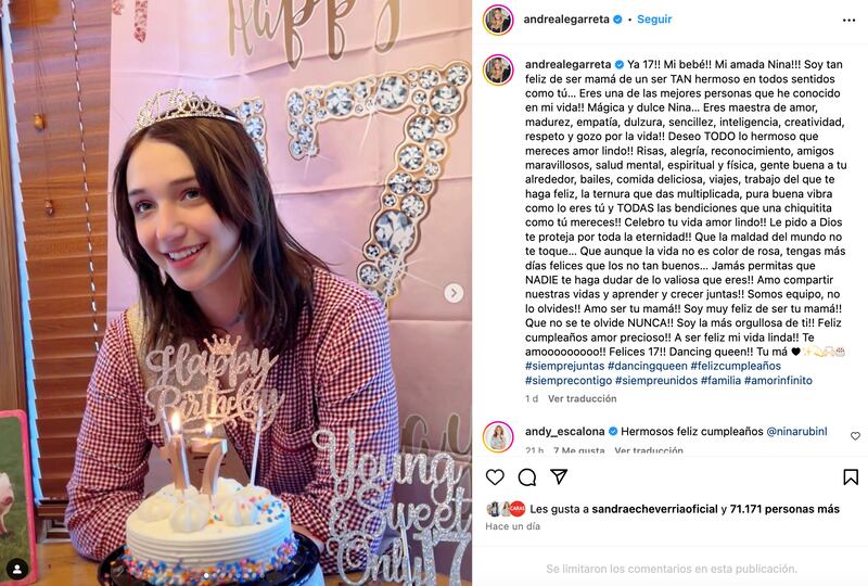 Andrea Legarreta celebra el cumpleaños de Nina Rubín