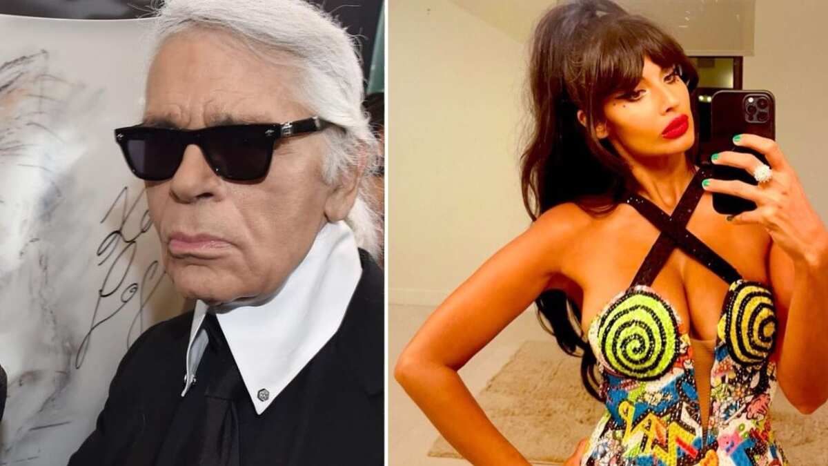 Jameela Jamil y Karl Lagerfeld