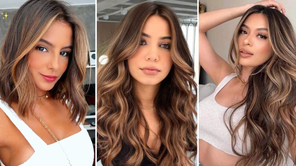 Mechas color caramelo en cabello oscuro