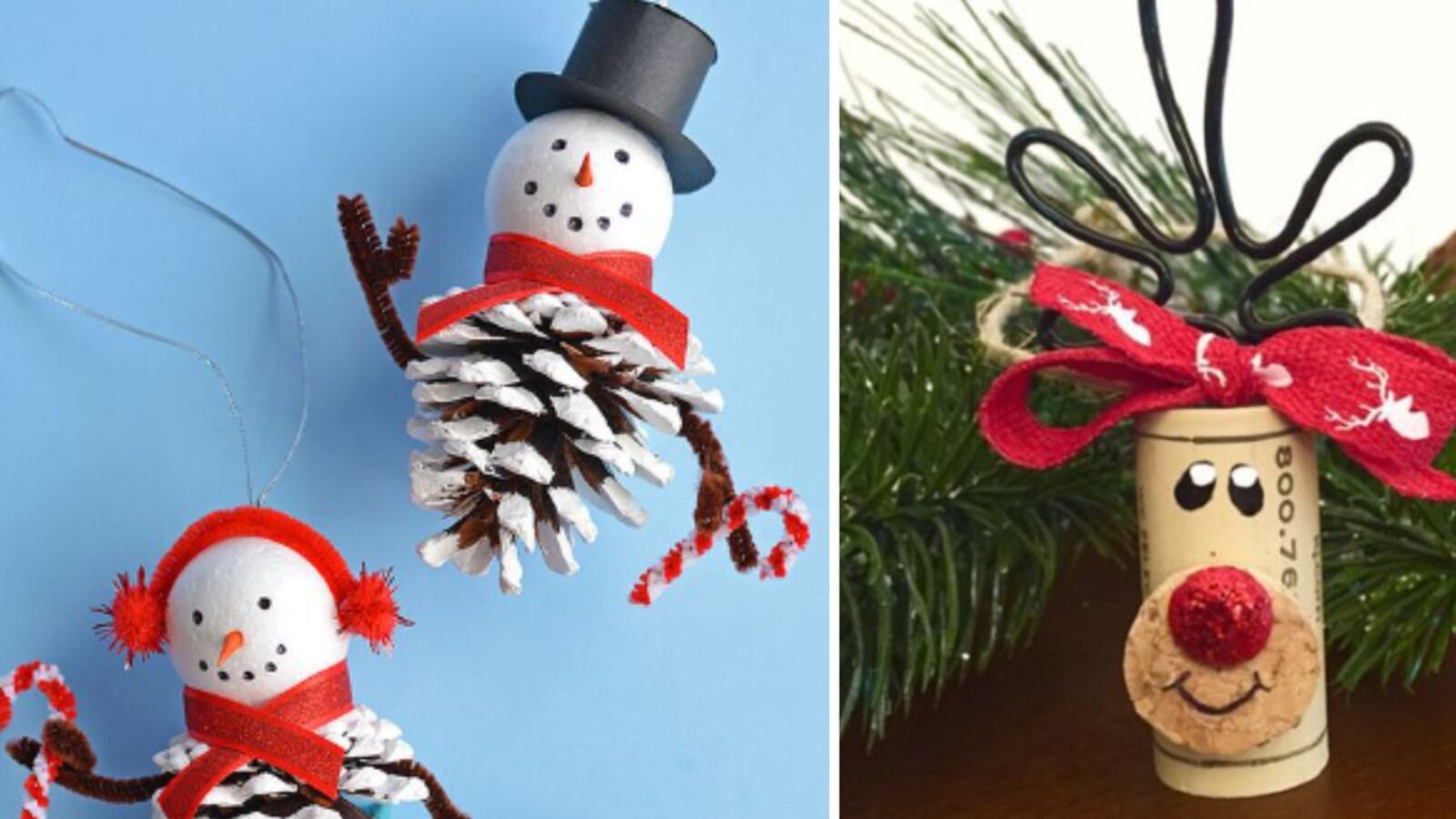 Adornos para el árbol de Navidad con materiales reciclados