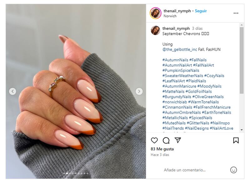 La manicura 'cinnamon spice' es una de las más pedidas por las mujeres elegantes en el otoño