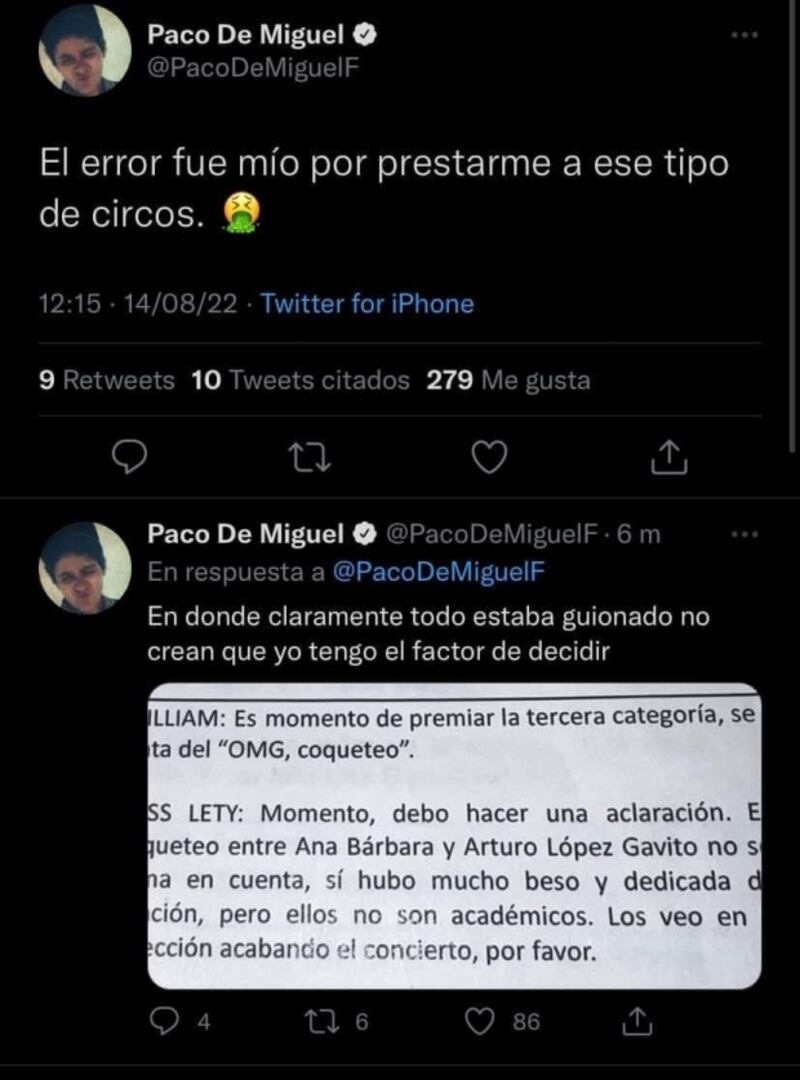 Paco hizo una broma sobre las peleas entre Lolita y Alexander Acha, la jueza se molestó