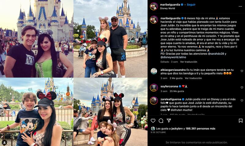 Maribel Guardia y su familia en Disneyland
