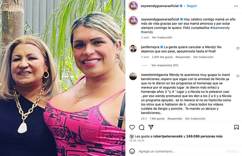 Wendy Guevara y su mamá