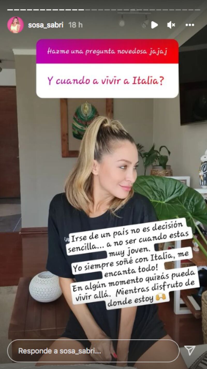 Sabrina Sosa se refirió a las posibilidades de vivir en otro país