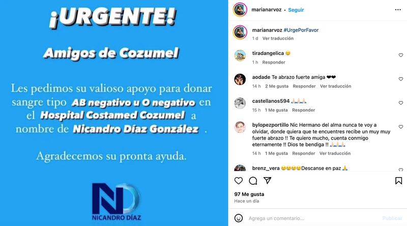 Mariana Robles solicitó donadores de sangre tras accidente de Nicandro Díaz