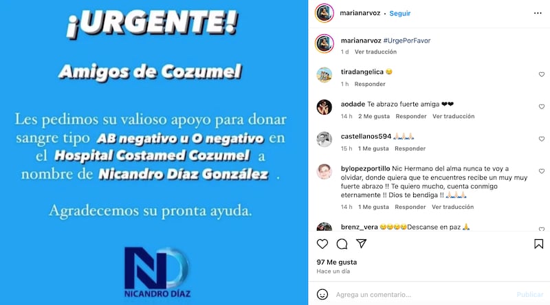 Mariana Robles solicitó donadores de sangre tras accidente de Nicandro Díaz