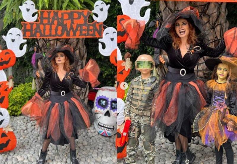 La lujosa fiesta de Halloween de Elizabeth Álvarez y sus hijos en su casa