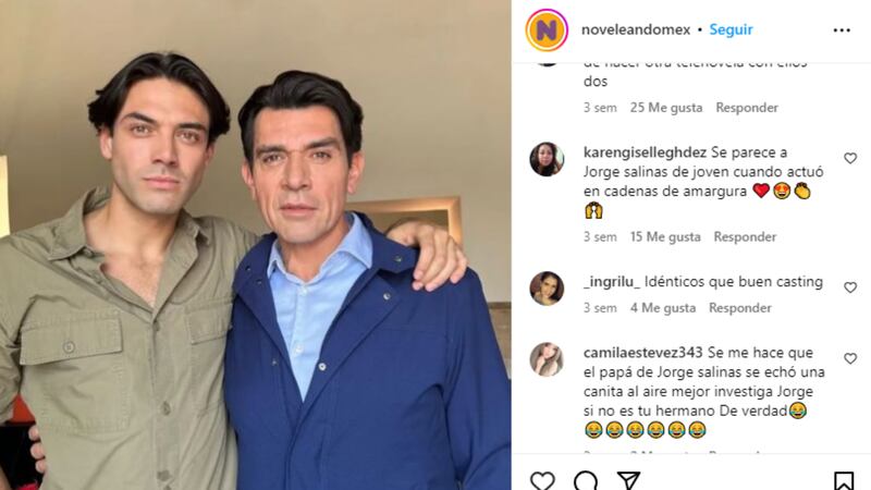 Alexis Ceballos es un actor que interpreta la versión joven de Jorge Salinas en el novela "El ángel de Aurora". Todos han quedado asombrados con su gran parecido.