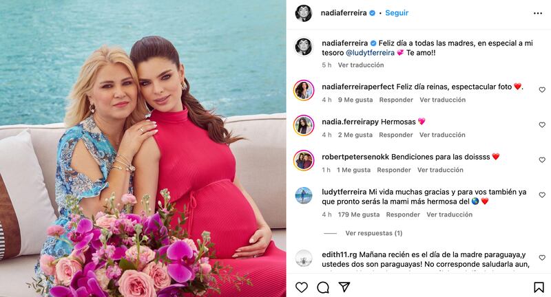 Nadia Ferreira celebra su primer día de las madres junto a su mamá Ludy Ferreira.