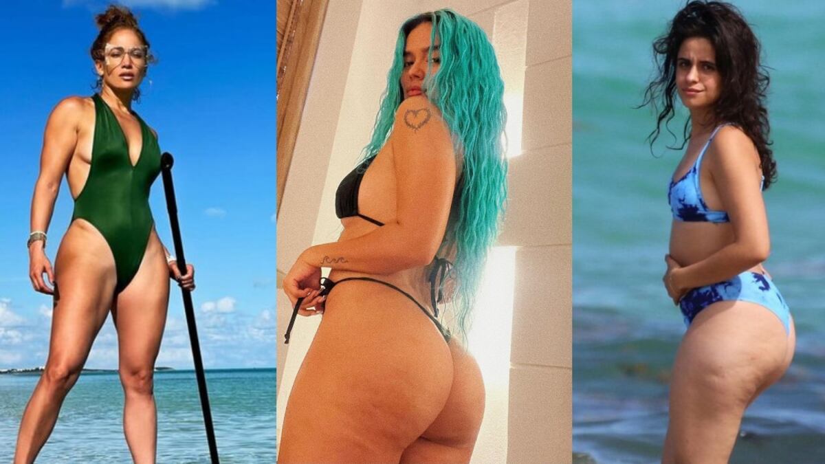 Famosas que han mostrado su celulitis, como Jennifer Lopez, Karol G y Camila Cabello