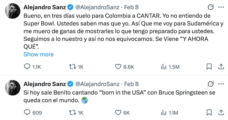 El comentario de Alejandro Sanz sobe Bad Bunny que causó polémica