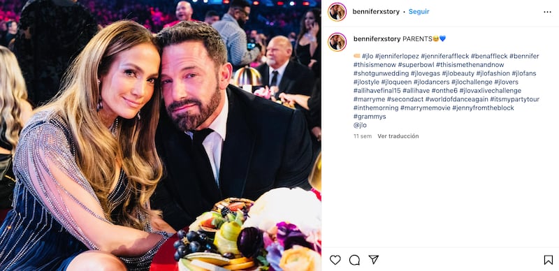 Jennifer Lopez y Ben Affleck Premios Grammy 2023.