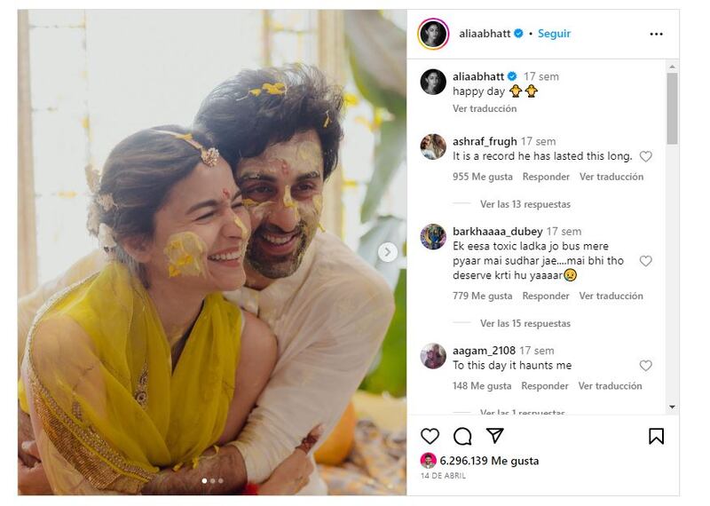 Alia Bhatt junto a su esposo, Ranbir Kapoor