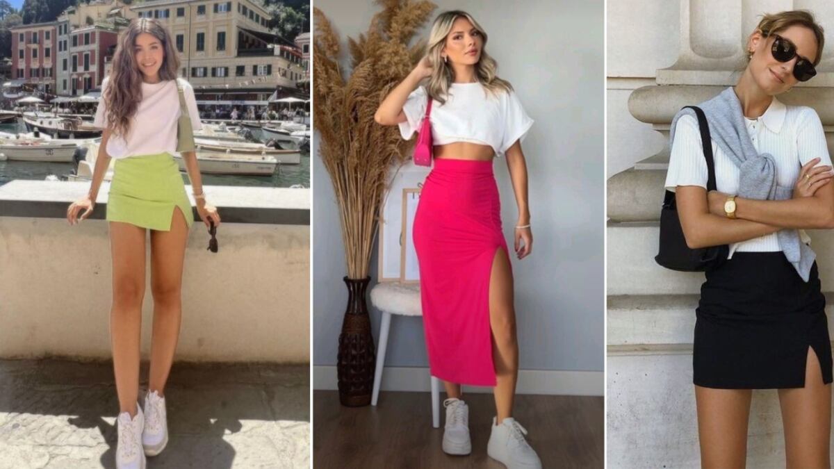 Camisetas blancas combinadas con faldas