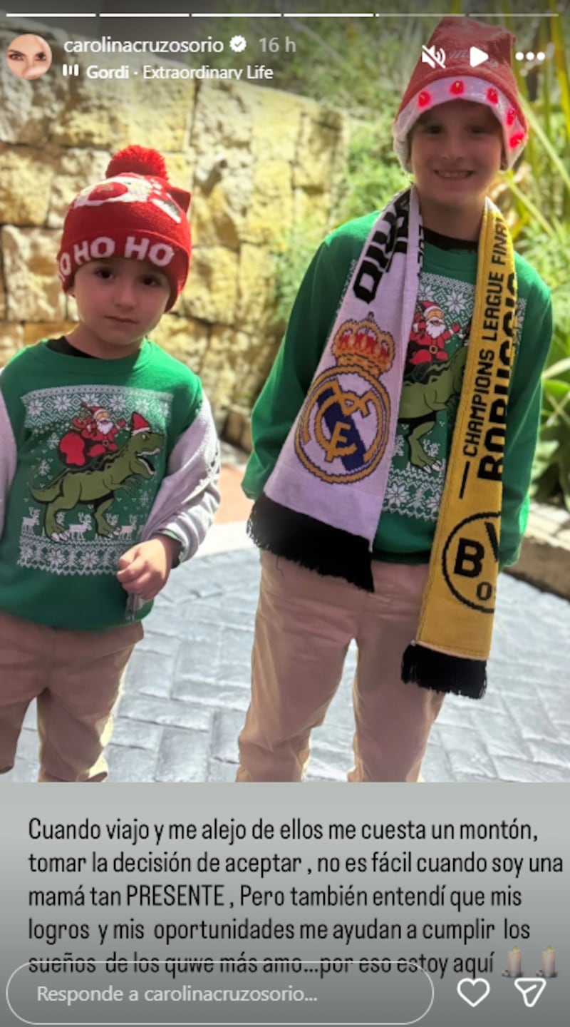Carolina Cruz le dejó sentido mensaje a sus hijos al no pasar noche de velitas con ellos