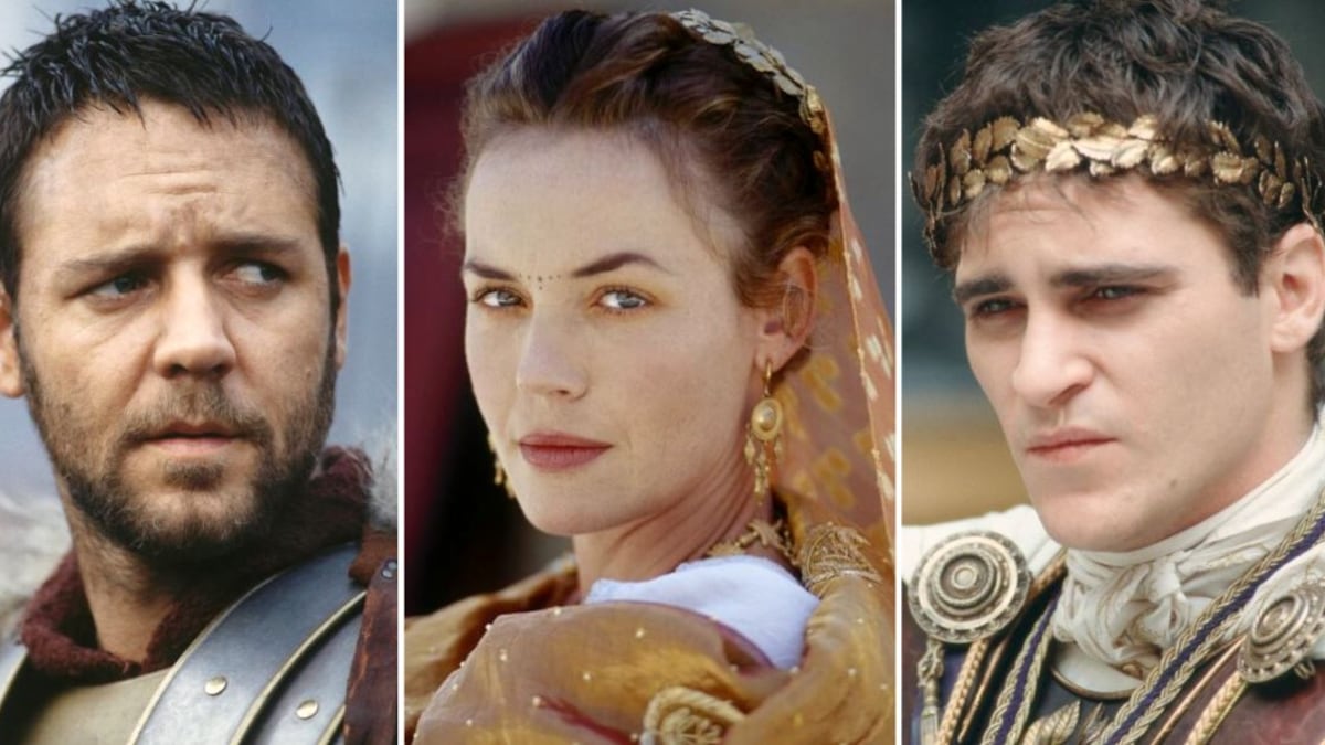 Russell Crowe, Connie Nielsen y Joaquin Phoenix en 'Gladiador'