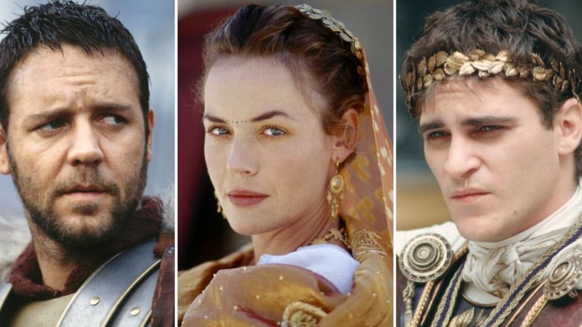 Russell Crowe, Connie Nielsen y Joaquin Phoenix en 'Gladiador'
