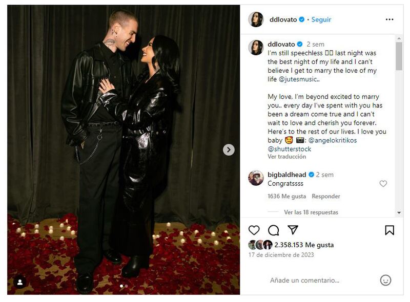 Demi Lovato se comprometió con Jutes en 2023